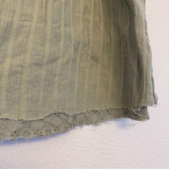 Fossil sage olive green lace eyelet bohemian cotton skirt- 6 Large - Picture 2 of 11